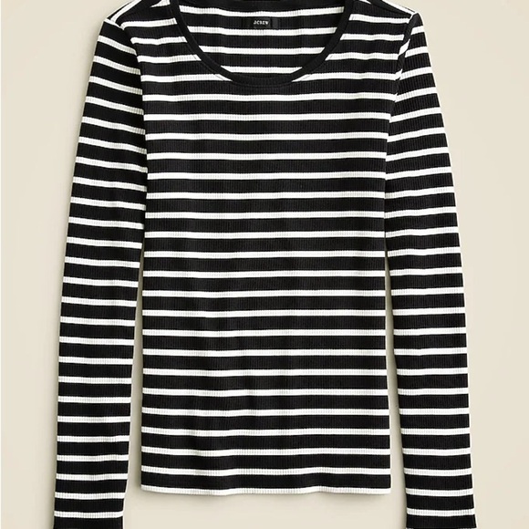 J. Crew| Casual Navy & White Striped Soft Long Sleeve Cotton Tee Shirt Sz Small - Picture 1 of 6
